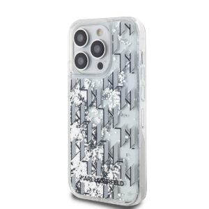 Karl Lagerfeld Liquid Glitter Monogram Gradient dėklas telefonui Apple iPhone 14 Pro baltos spalvos - Image 2