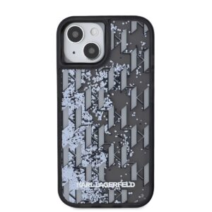 Karl Lagerfeld Liquid Glitter Monogram Gradient dėklas telefonui Apple iPhone 15 juodos spalvos