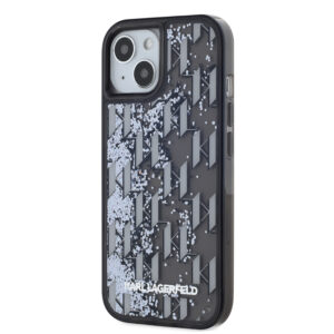 Karl Lagerfeld Liquid Glitter Monogram Gradient dėklas telefonui Apple iPhone 15 juodos spalvos - Image 2