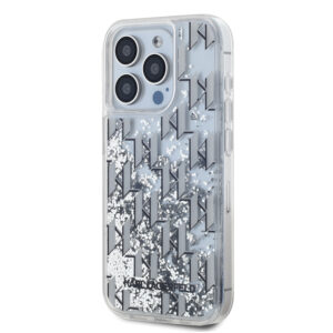 Karl Lagerfeld Liquid Glitter Monogram Gradient dėklas telefonui Apple iPhone 15 Pro baltos spalvos - Image 2