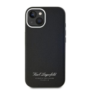 Karl Lagerfeld Grained PU Hotel RSG dėklas telefonui Apple iPhone 15 juodos spalvos