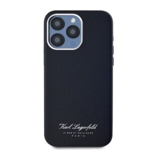 Karl Lagerfeld Grained PU Hotel RSG dėklas telefonui Apple iPhone 15 Pro Max juodos spalvos