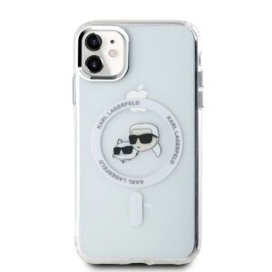 Karl Lagerfeld IML K&CH Heads Metal Frame MagSafe dėklas telefonui Apple iPhone 11 skaidrus