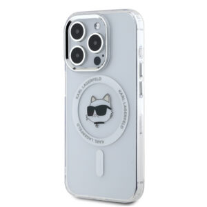 Karl Lagerfeld IML Choupette Head Metal Frame MagSafe dėklas telefonui Apple iPhone 15 Pro skaidrus - Image 2