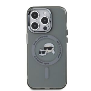 Karl Lagerfeld IML K&CH Heads Metal Frame MagSafe dėklas telefonui Apple iPhone 15 Pro Max juodos spalvos