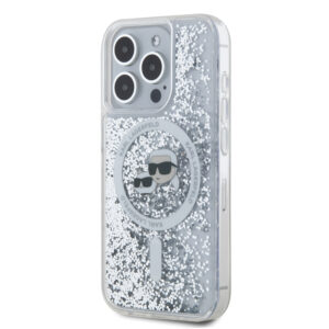 Karl Lagerfeld Liquid Glitter Karl and Choupette Heads MagSafe dėklas telefonui Apple iPhone 15 Pro skaidrus - Image 2