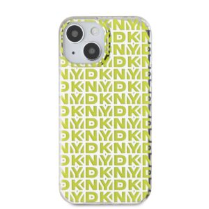 DKNY PC/TPU Repeat Pattern dėklas telefonui Apple iPhone 15 geltonos spalvos