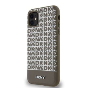 DKNY PU Leather Repeat Pattern Bottom Stripe MagSafe dėklas telefonui Apple iPhone 11 rudos spalvos - Image 2