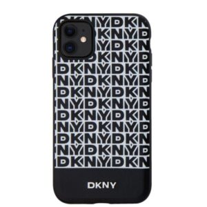 DKNY PU Leather Repeat Pattern Bottom Stripe MagSafe dėklas telefonui Apple iPhone 11 juodos spalvos