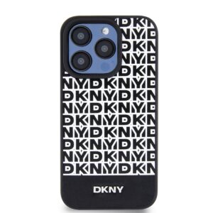 DKNY PU Leather Repeat Pattern Bottom Stripe MagSafe dėklas telefonui Apple iPhone 12/12 Pro juodos spalvos