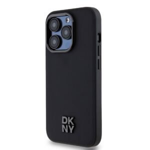 DKNY PU Leather Stack Logo Magsafe dėklas telefonui Apple iPhone 15 Pro juodos spalvos - Image 2