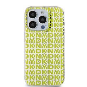 DKNY PC/TPU Repeat Pattern dėklas telefonui Apple iPhone 15 Pro geltonos spalvos