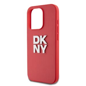 DKNY PU Leather Stack Logo Wrist Strap dėklas telefonui Apple iPhone 15 Pro raudonos spalvos - Image 2