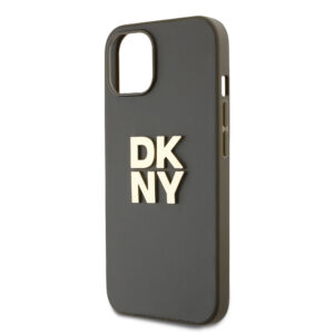 DKNY PU Leather Stack Logo Wrist Strap dėklas telefonui Apple iPhone 14 rudos spalvos - Image 2