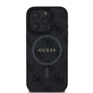 Guess PU Leather 4G Colored Ring MagSafe Apple iPhone 16 Pro Max dėklas telefonui juodos spalvos