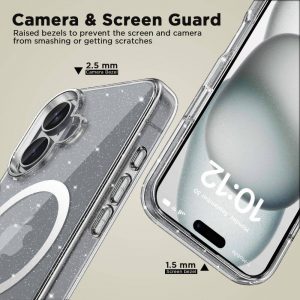 Apple iPhone 16 Tech-Protect FlexAir Hybrid MagSafe Glitter dėklas telefonui skaidrus - Image 3
