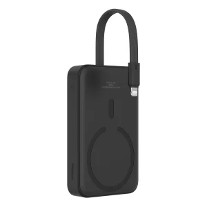 Baseus Magnetic Mini MagSafe 10000mAh 20W powerbank su built-in Lightning kabelis - juodos spalvos + Baseus Simple Series USB-C - USB-C 60W 0.3m kabelis - Image 8