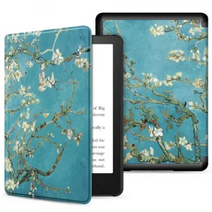 Tech-Protect SmartKindle 11 / 12 2022 / 2024 - dėklas knygų skaityklei mėlynos spalvos su sakura gėlėmis