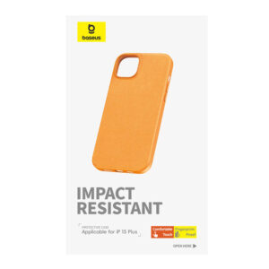 Phone Apple iPhone 15 Plus Baseus Fauxther Series dėklas telefonui oranžinės spalvos - Image 3