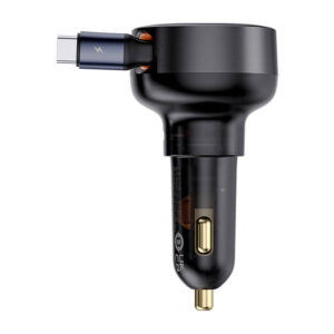 Automobilinis įkroviklis Baseus Enjoyment Pro su kabeliu USB-C, 60W (Black) - Image 3