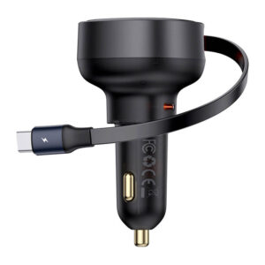 Automobilinis įkroviklis Baseus Enjoyment Pro su kabeliu USB-C, 60W (Black) - Image 4