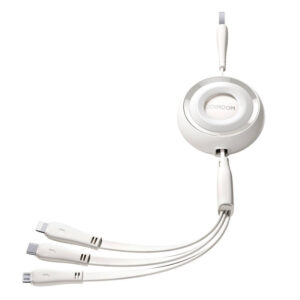 3in1 Joyroom Colorful USB į USB-C/Lightning/Micro USB kabelis 3.5A, 1m baltos spalvos