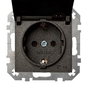 Kištukinis lizdas LIREGUS EPSILON, juodos spalvos, IP44