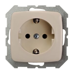 Kištukinis lizdas LIREGUS ALFA, su įžeminimu, smėlio spalvos