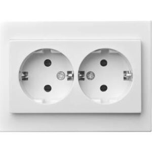 Dvivietis kištukinis lizdas LIREGUS EPSILON, baltos spalvos