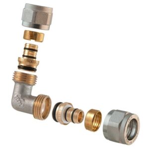 Dviguba išardomoji alkūnė 1465, TDM Brass, 18 mm x 18 mm