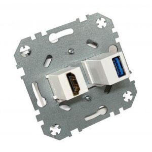 Lizdas HDMI+USB LIREGUS EPSILON, baltos spalvos - Image 3