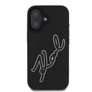 Apple iPhone 16 Karl Lagerfeld 3D Rubber Signature (KLHCP16S3DRKSDLK) dėklas telefonui juodos spalvos - Image 3