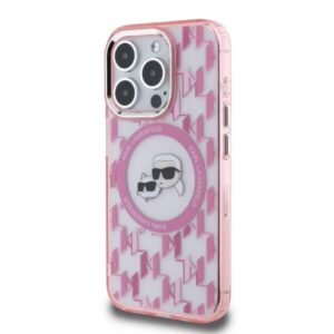 Apple iPhone 15 Pro Karl Lagerfeld IML Monogram Karl&Choupette Head MagSafe (KLHMP15LHMCKMHP) dėklas telefonui rožinės spalvos - Image 3
