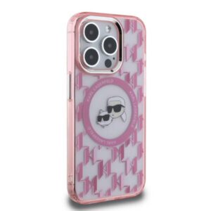 Apple iPhone 15 Pro Karl Lagerfeld IML Monogram Karl&Choupette Head MagSafe (KLHMP15LHMCKMHP) dėklas telefonui rožinės spalvos - Image 4