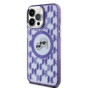Apple iPhone 15 Pro Karl Lagerfeld IML Monogram Karl&Choupette Head MagSafe (KLHMP15LHMCKMHU) dėklas telefonui violetinės spalvos - Image 3