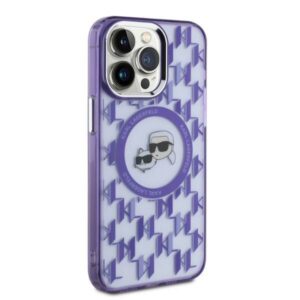 Apple iPhone 15 Pro Karl Lagerfeld IML Monogram Karl&Choupette Head MagSafe (KLHMP15LHMCKMHU) dėklas telefonui violetinės spalvos - Image 4