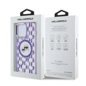 Apple iPhone 15 Pro Karl Lagerfeld IML Monogram Karl&Choupette Head MagSafe (KLHMP15LHMCKMHU) dėklas telefonui violetinės spalvos - Image 5