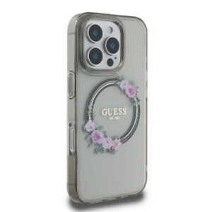 Apple iPhone 16 Pro Max Guess IML Flowers Wreath MagSafe (GUHMP16XHFWFCK) dėklas telefonui juodos spalvos - Image 4