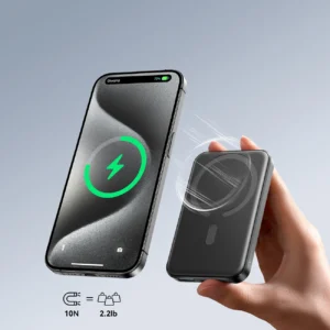 Powerbank Joyroom JR-W020 Mini 5000mAh USB-A USB-C inductive 20W - Juodos spalvos + USB-C / USB-C kabelis - Image 8