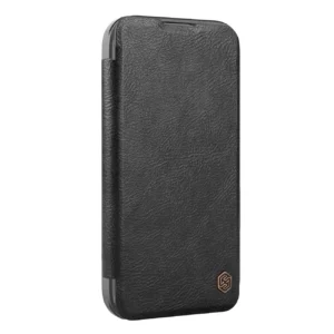 Nillkin Qin Prop Leather with Camera Cover and Stand Apple iPhone 16 - dėklas telefonui juodos spalvos - Image 3