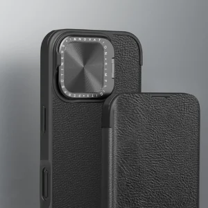 Nillkin Qin Prop Leather with Camera Cover and Stand Apple iPhone 16 - dėklas telefonui juodos spalvos - Image 5