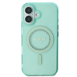 Guess IML Rhinestones MagSafe Apple iPhone 16 Case - dėklas telefonui žalios spalvos - Image 3