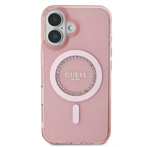 Guess IML Rhinestones MagSafe Apple iPhone 16 - dėklas telefonui rožinės spalvos - Image 3