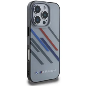 BMW Motosport IML Random Stripes Apple iPhone 16 Pro Case - dėklas telefonui pilkos spalvos - Image 4