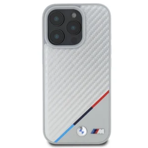 BMW M Carbon Tricolor Line MagSafe Case Apple iPhone 16 Pro - dėklas telefonui pilkos spalvos - Image 3