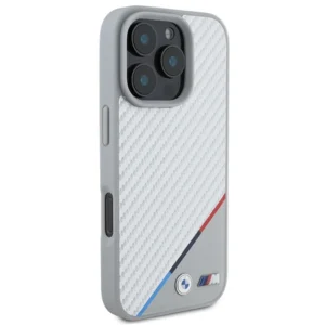 BMW M Carbon Tricolor Line MagSafe Case Apple iPhone 16 Pro - dėklas telefonui pilkos spalvos - Image 4