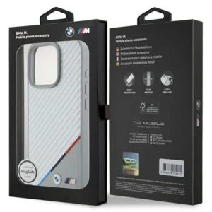 BMW M Carbon Tricolor Line MagSafe Case Apple iPhone 16 Pro - dėklas telefonui pilkos spalvos - Image 8