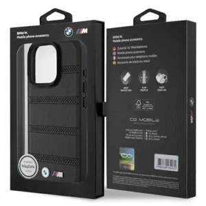 BMW M Perforated And Stitched Line MagSafe case Apple iPhone 16 Pro - dėklas telefonui juodos spalvos - Image 8