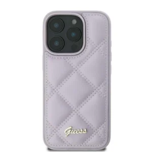 Guess Quilted Metal Logo Apple iPhone 16 - light dėklas telefonui violetinės spalvos