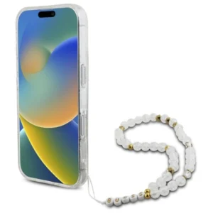 Guess IML Glitter With Pearl Strap MagSafe Apple iPhone 16 Plus Case - dėklas telefonui skaidrus - Image 5